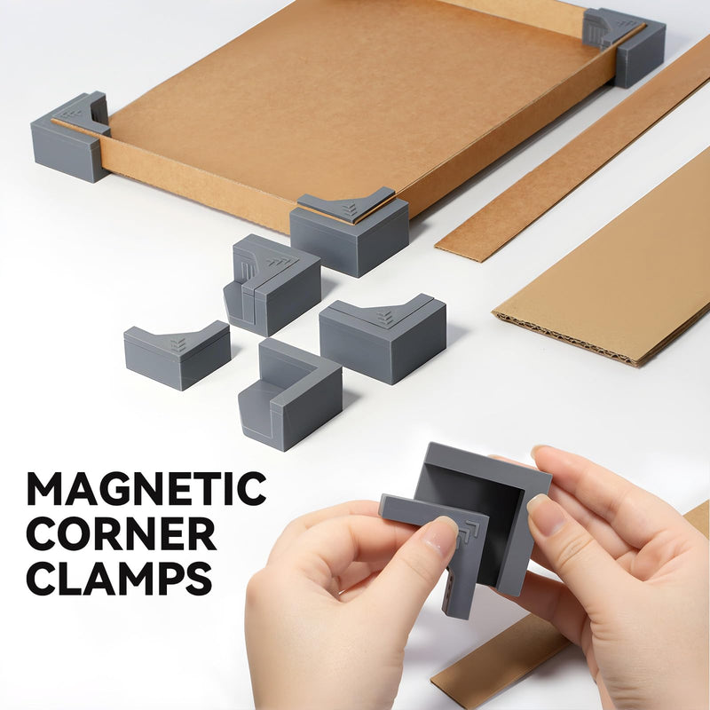 4Pcs Magnetic 3D Corner Clamps, 90 Degree Right Angle Clamps, Precision Positioning Jig for Box Making, Bookbinding and Handmade Craft（Not for Woodworking）