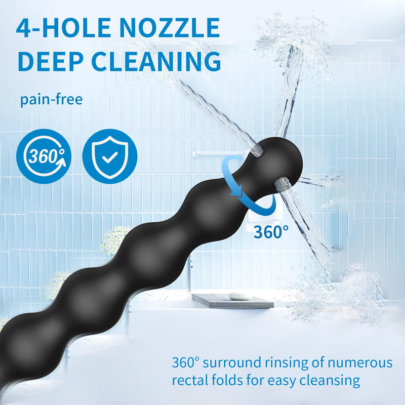 Shower Douche Nozzles , 4 Holes Water Spray Comfortable Silicone Nozzles Attachment, Reusable Shower Hose with on/Off Control Valve and Shower Hose