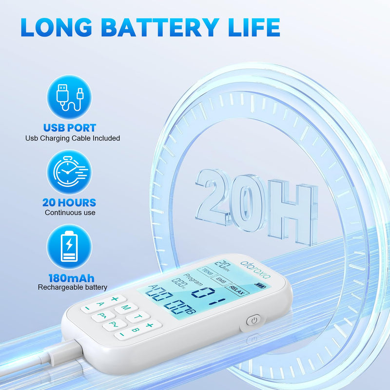 TENS Unit Muscle Stimulator, 3-in-1 EMS Massager Machine, Masajeador Muscular Electrico with 60 Modes, for Gradual Shoulder, Sciatica, Muscle Relaxation,Relieve Back Pain, with 12 TENS Pads