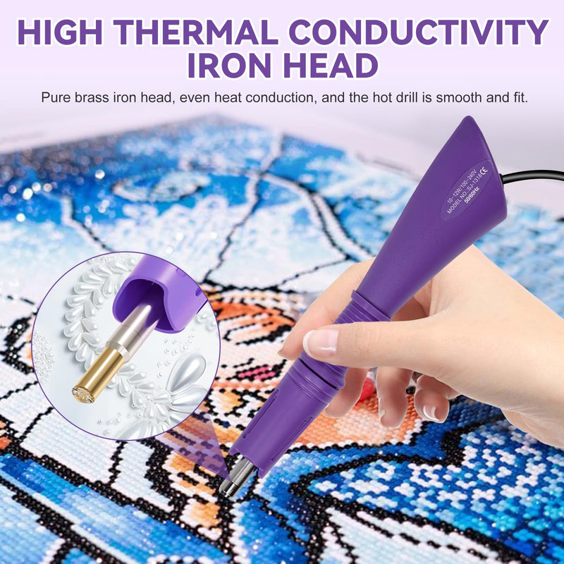 Maxmartt Hotfix Applicator Tool, DIY Hot Fix Rhinestone Setter, Quick Heating Hot Fix Wand Rhinestone, DIY Applicator Embellishment Tools, for Setting Rhinestones and Beads (Purple) purple