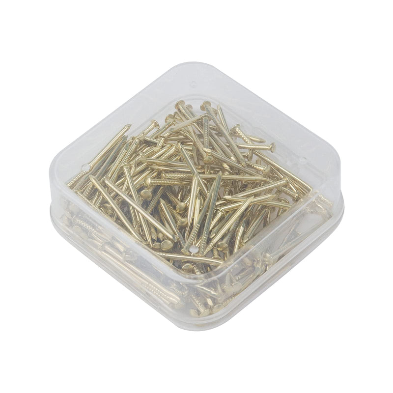 150PCS 1Inches Small Iron Nails,Brass Plated Nails,Flat Head Nails Gold,Small Nails for Picture Hanging 1 Inch,1.02×0.11×0.11Inches