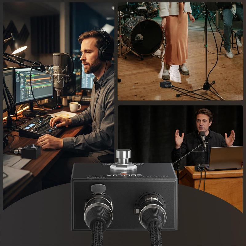 Cubilux MMX-3 XLR Footswitch Mute Switch for 48V Condenser Microphone, Hand/Foot Control, Aluminum Alloy Case Mic On/Off Switcher for Studio, Broadcast and Stage