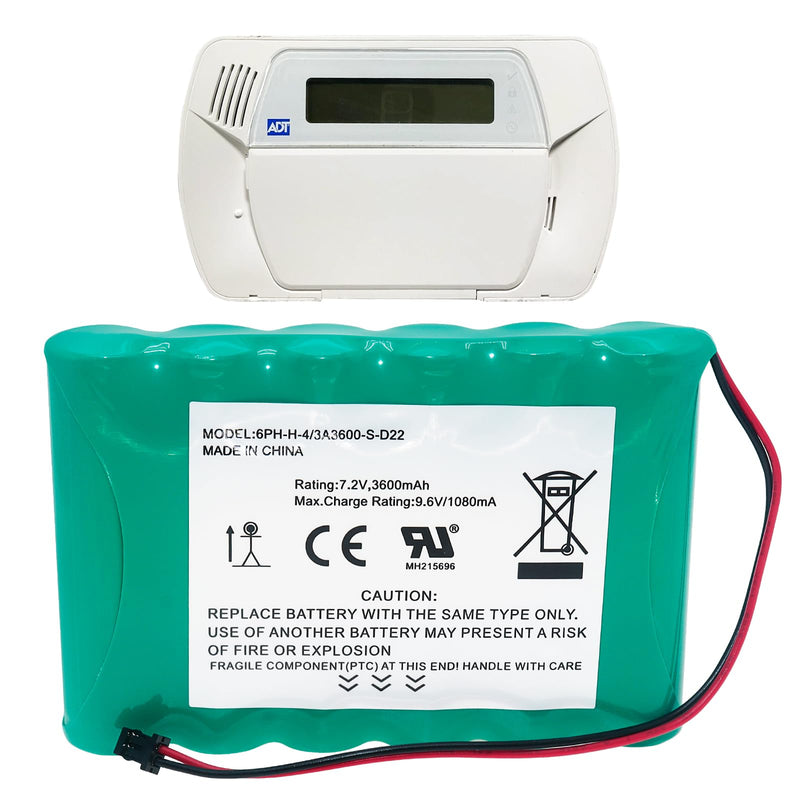 3600mAh Replacement Battery for ADT DSC IMPASSA 9057 SCW9055 SCW9057 BH7236-SS 17000145 17000152 Wireless Home Security System Alarm Control Panel DSC 6PH-H-4/3A3600-S-D22