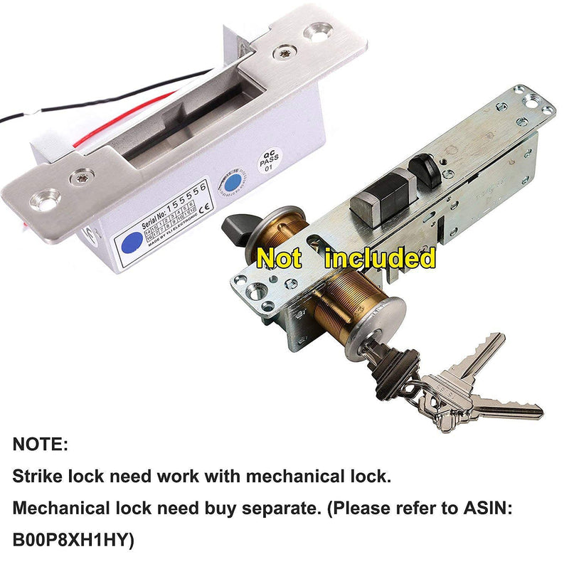 UHPPOTE ANSI Standard Heavy Duty Stainless Steel Finish Electric Strike Door Lock for Access Control Cylindrical Locksets - Input Voltage 24VDC