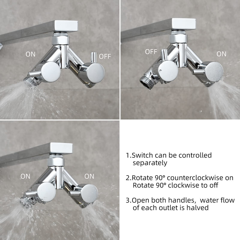 Tecmolog G1/2 Shower Diverter Shut Off Valve Brass Shower Head Splitter 2 Way for Bathroom, Chrome, DSF014A