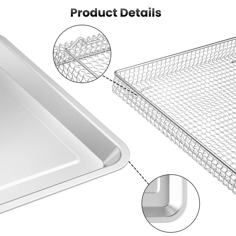 Stainless Steel Baking Tray Pan and Air Fryer Basket Compatible with Cuisinart Airfryer TOA-060 and TOA-065 and TOA-070 (with Cuisinart TOA-060 and TOA-065) with Cuisinart TOA-060 and TOA-065