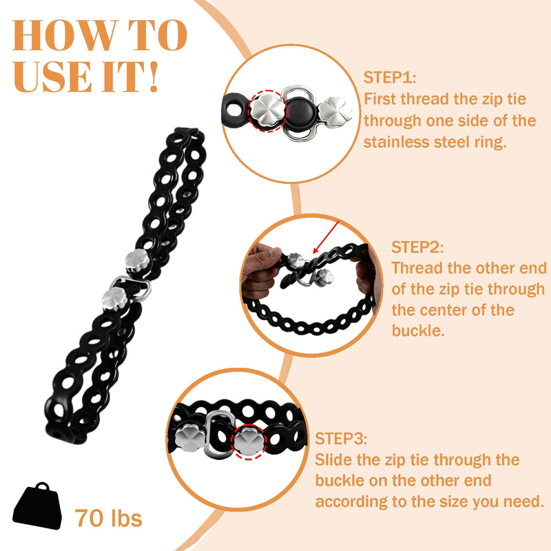 Modular Straps (4-Pack), Heavy Duty Silicone Gear Tie, EDC Multi-Tool Strap for Camping, Travel & Outdoor Survival（Black） Black four