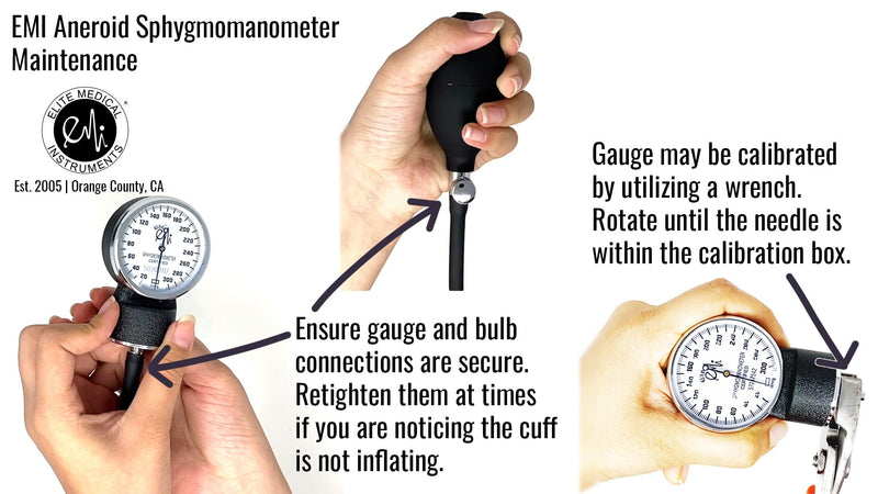 EMI Aneroid Sphygmomanometer Manual Blood Pressure Navy Large Adult Cuff (Large Adult - Navy) Large Adult - Navy