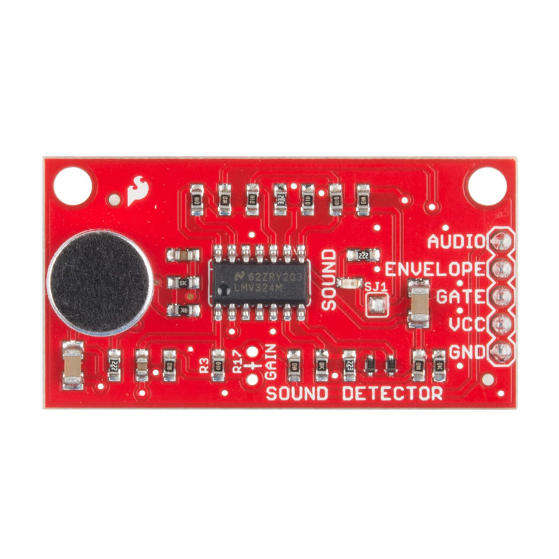 SparkFun Sound Detector (with Headers) Small and Very Easy-to-use Audio Sensing Board with Three Different outputs, Sound Detector Provides Audio Output as Well as Binary Indication of The Sound!