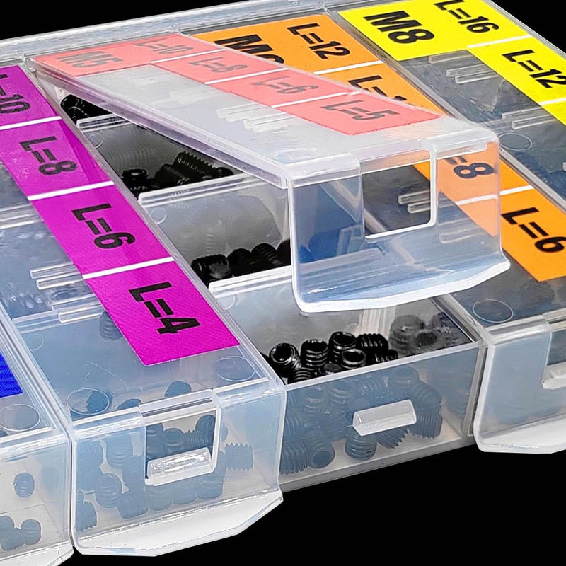 EEEEE 707Pcs Internal Hex Drive Cup-Point Assorted Set Screw Assortment Kit 24 Sizes Metric M2/M2.5/3/4/5/6/8 Stainless Steel Assorted Screw grub Screw 12.9 Class Alloy Steel Black Assortment