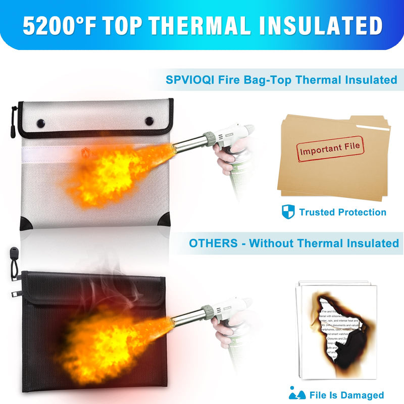 Upgraded Fireproof Document Bag 5200°F, 14.2” X 11” Waterproof Fireproof Bags with Zipper, 8 Layers of Heat Insulated Materials, Fireproof Money Bag for Cash, Documents and Valuables fire bags Silver Gray 14.2" x 11" - NewNest Australia