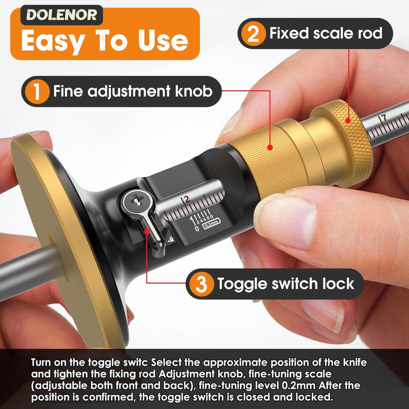 Wheel Marking Gauge Knife Woodworking, Scribe Tool Woodworking, Adjustable 0-12cm, Aluminum & Brass Options, for Parallel Lines, Dovetail Joints & Professional Carpentry (Brass with Fine Adjustment)