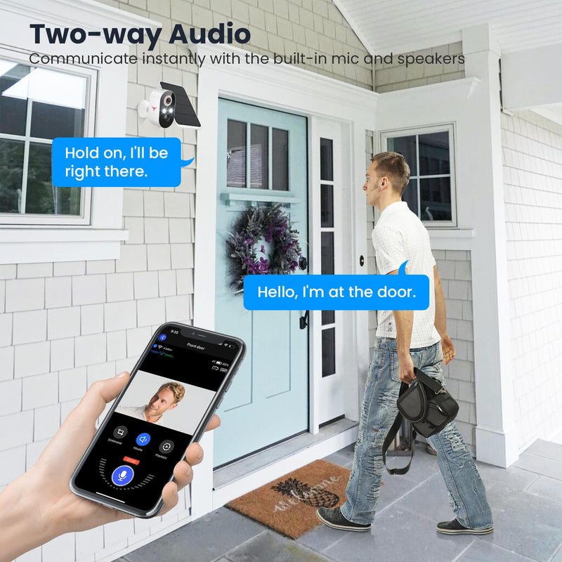 1080p Wireless Security Camera with Solar Panel, AI Human Detection, 2-Way Talk, Night Vision, Cloud Storage (Sold Separately), Battery Included, Home Security, 2.4GHz WiFi Only (2 Pack) 2 pack