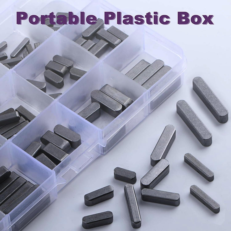 140 Pcs Round Ended Feather Key, Parallel Drive Shaft Keys Set, Key Stock Assortment, Drive Shaft Parallel Keys, Shaft Feather Key, Keyway for Fasteners Mechanical Industry, 3mm 4mm 5mm 6mm