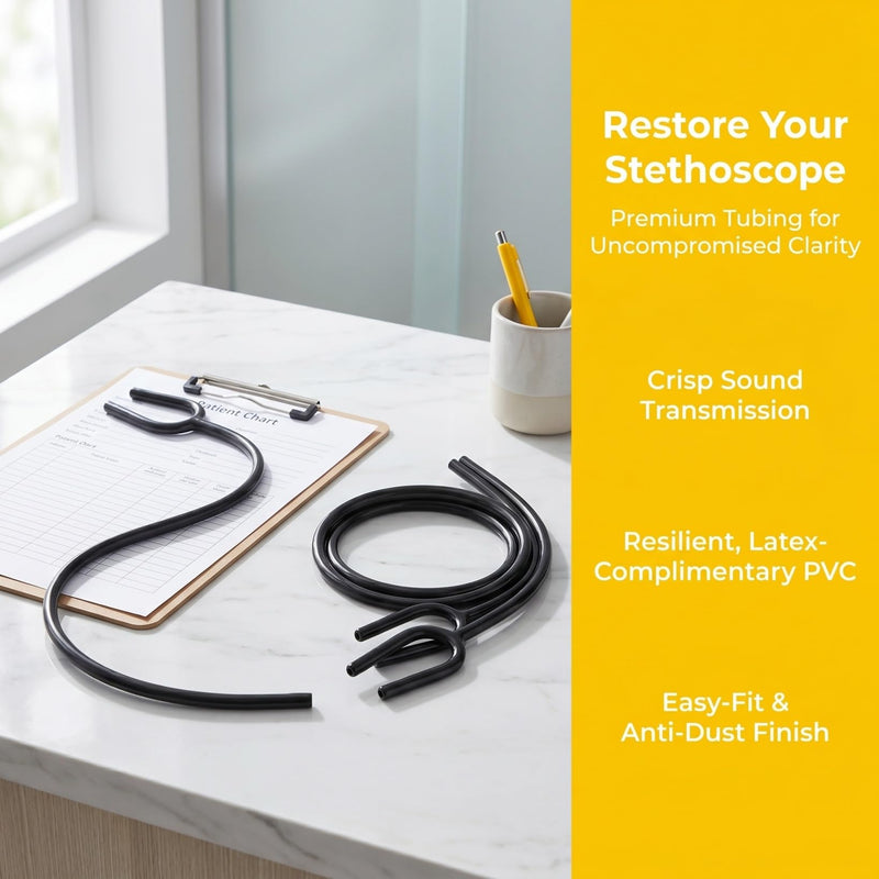 ULTECHNOVO 2-Pack Stethoscope Tubing Replacement Parts: 60cm Black Y-Shaped Flexible Tube for Nursing School Supplies - Latex Free Premium PVC Stethoscope Accessories Fit for Doctors and Students