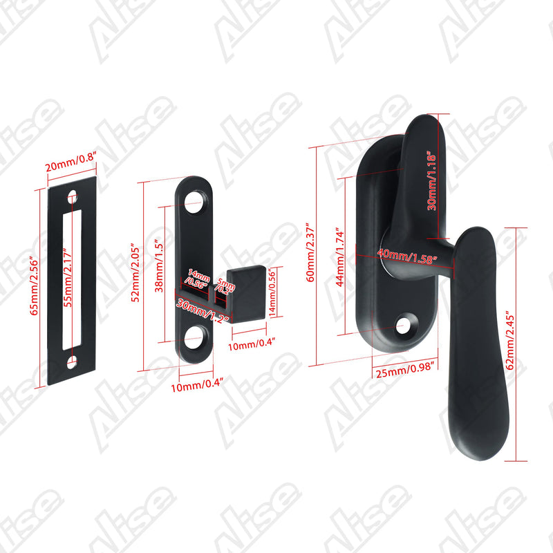 Alise Flip Latch Lock, 360 Degree Swinging Gate Latches Door Lock, SUS304 Stainless Steel Gate Hardware for Gate Sliding Door Cabinet Window, Matte Black Large Size