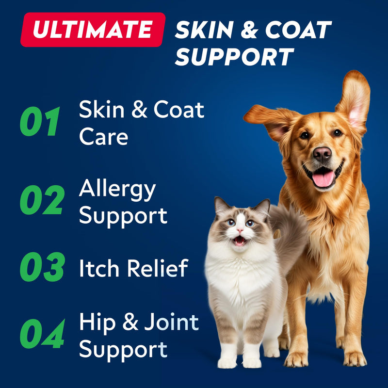 STRELLALAB Salmon Oil for Dogs Bundle – Natural Omega 3 for Skin, Coat&Itch Relief + Joint, Heart&Immune Support – EPA+DHA Fatty Acids – Wild Alaskan Fish Oil Liquid – 40 Fl Oz Total