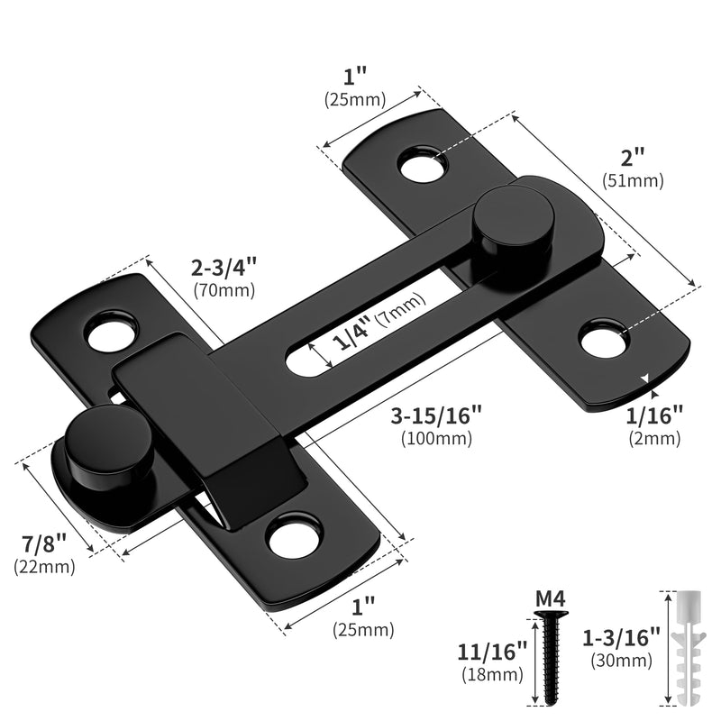 180 Degree Matte Black Bifold Latch Flip Sliding Barn Door Latches, Gate Latch for Barn Door, Sliding Door, Pet Door, Garage, Bathroom, Window, Outdoor 1 Pack
