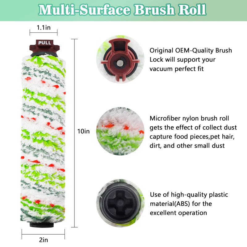 Crosswave Brush Roll Replacement and 1866 Replacement Filters for Bissel CrossWave 2306A CrossWave 1785 Series Vacuum (3 Pack 2460 Multi-Surface Brush Rolls & 3 Pack 1866 Vacuum Filters) 3+3 GREEN
