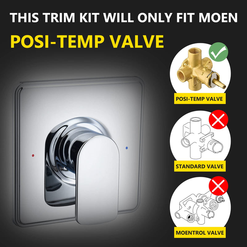 Shower Trim Kit, Compatible with Moen Posi-Temp Valve, Chrome