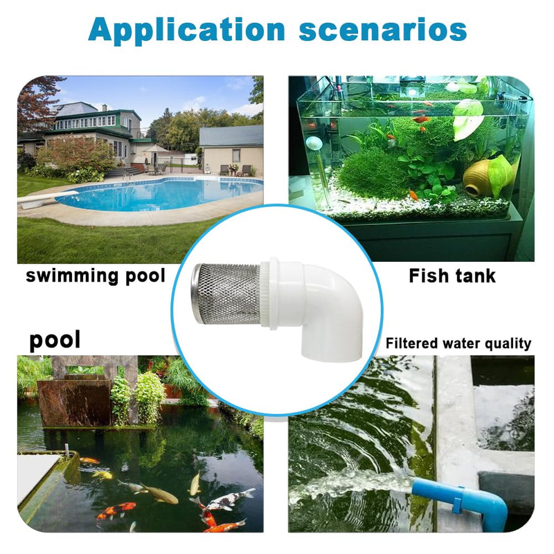 Cotonlake1 inch Stainless Steel Filter Cover Connected to 90 degree elbow 1" /DN25 PVC Water Pipe, Suction Strainers Used to Remove Debris and Reduce Solid Entry (1pcs) 1"DN25