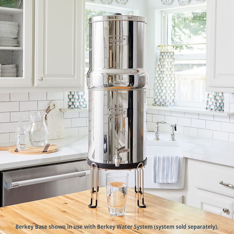 Small Berkey Base Stainless Steel Stand Raises Your Travel Berkey Water Filter System 6" Above Countertop for Easier Dispensing of Filtered Water Small Base (Fits Travel Berkey)