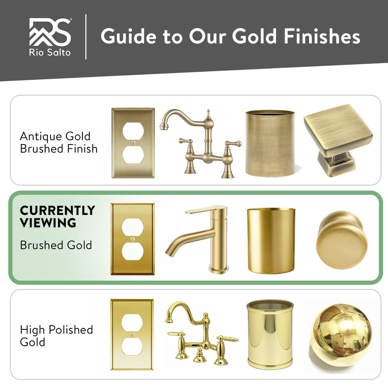 Rio Salto BRASS Modern Metal Gold Toggle Light Switch Covers Wall Plate Single Toggle Switch Wallplate Decorative Gold 1 Gang Wall Switch Plate Covers Genuine Brushed Brass Standard Size Toggle Switch 1-Gang (1-Pack)