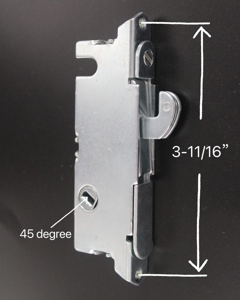 Sliding Door Handle 3-15/16 Inch(10cm) Hole spacing (Right and Left Handed) White Patio Glass Door Handle Set Non-keyed (+ Mortise Lock 45 Degree Keyway)
