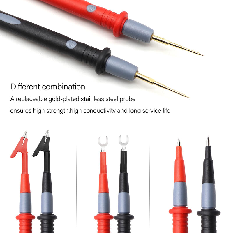22-Piece Multimeter Test Lead Kit, Back Probe Test Leads,Multimeter Probes,Test Leads with Alligator Clips, Replaceable Gold-Plated Probes,Soft Silicone Wire ，for Digital Multi Tester