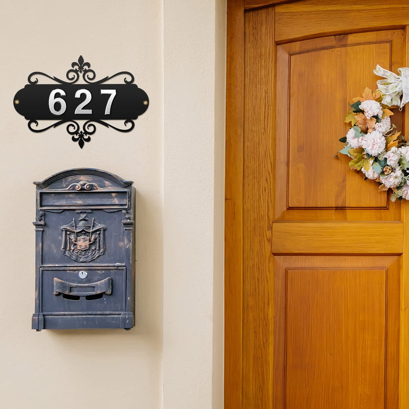 House Address Plaques Metal Address Sign Outside House Number Mailbox Number Sign for House Home Hotel Office Garden Decorative Wall Plaque(13.8 inch,Delicate Style) 13.8 inch Delicate Style