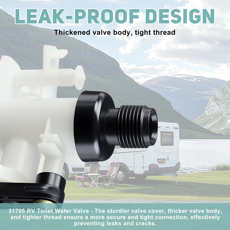 𝗨𝗽𝗴𝗿𝗮𝗱𝗲𝗱 31705 RV Toilet Water Valve Kit - Fits Thetford Aqua-Magic V (High/Low Hand/Foot Flush) | Leak-Proof, Freeze-Resistant, Replaces 31688, 31687, 31653