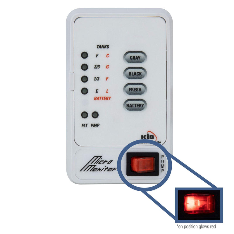 RecPro Tank Sensor Monitor Panel M21 | KIB Replacement | Panel Only | Level Sensor | Fresh Water or Holding Tank Level Sensor (White) White