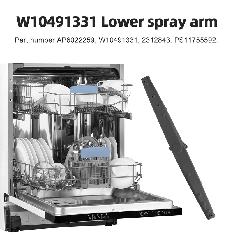 WPW10491331 Dishwasher Lower Spray Arm for Whirlpool, Amana, Ikea Dishwasher Replaces W10491331, PS11755592, 2312843
