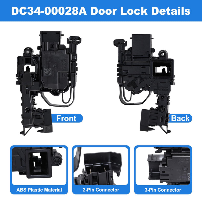 DC34-00028A Washer Switch Door Lock Compatible with Samsung Washing Machine Replaces EG-380917.1, T65888.1.D8, 4975290, AP6975226, PS12740237, EAP12740237
