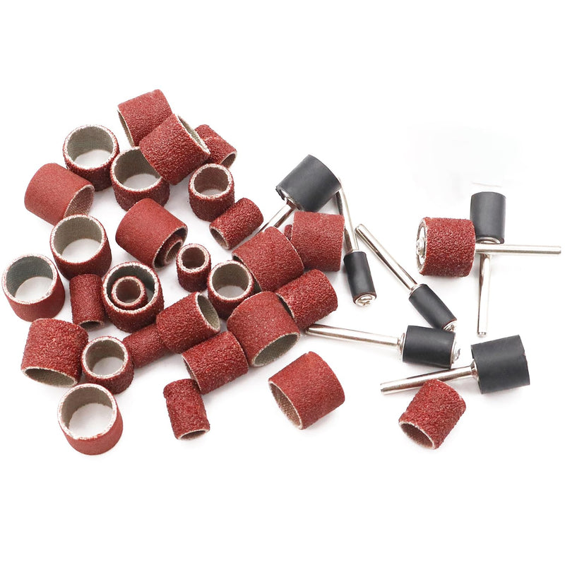 210 Pieces Sanding Drum Set,Including 198 Pieces Aluminum Oxide 80 120 240Grit Drum Sander Sanding Sleeves and 12 Pieces Drum Mandrels for Dremel Rotary Tool,Sanding Drums with Box