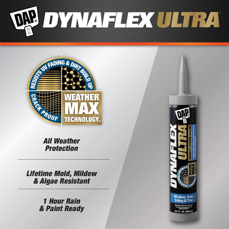 DAP Dynaflex Ultra Advanced Exterior Sealant, Light Gray, 10.1 Oz (7079818219)