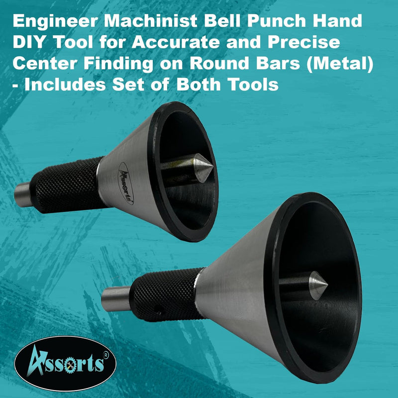 Engineer Machinist Bell Punch Hand DIY Tool for Center Finding on a Round Bar- Accurate & Precise (Metal, Set of Both) Metal