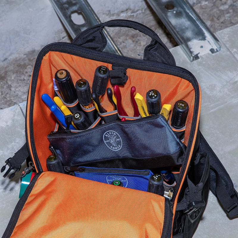 Klein Tools 55569 Stand-Up Zipper Bag Tool Pouch with Carabiners, Reinforced Gusseted Bottoms, Water Resistant 1680d, Multi-Size 5-Pack HOLSTER