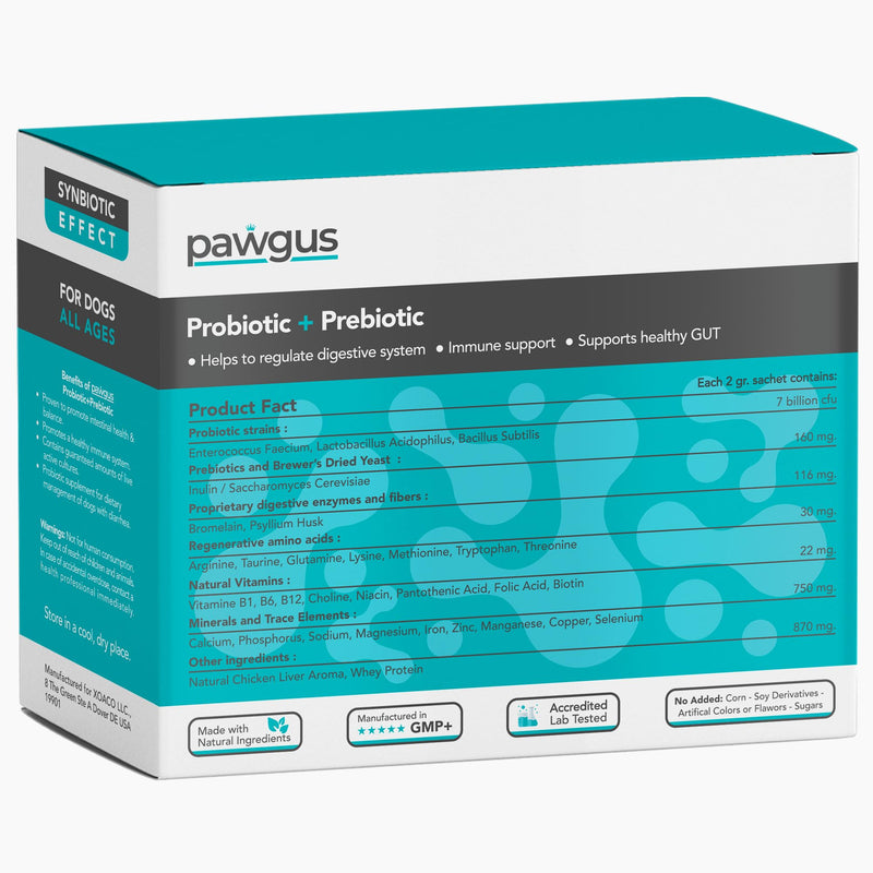 Ultimate Prebiotic and Probiotic Combo for Dogs Canine 30 Sachets - Digestive Enzymes for a Healthy Gut, Diarrhea Relief, Immune Support, Gas Relief, 7 Billion CFU, Vitamins - Vet Recommended