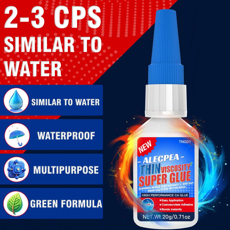 20g Thin CA Glue (2-3 CPS), 3-5 Second Cure Time - Ideal for Hobbies and Precision Work: Woodworking, Model Making (Cars, Airplanes), Pen Turning, Inlays, and Surface Stabilization 20g/1Pack