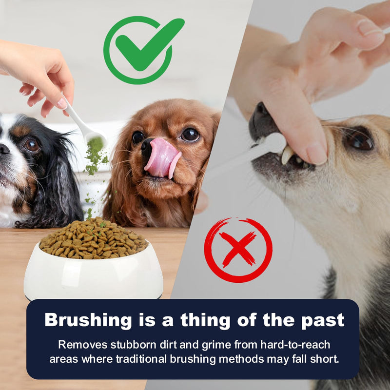 Dog Breath Freshener Dental Powder–Teeth Cleaning Powder for Dogs with Probiotics & Herbs–Plaque & Tartar Remover, Fresh Breath Remedy & Oral Care-Chicken Flavor-45 Scoops (Pack of 1)