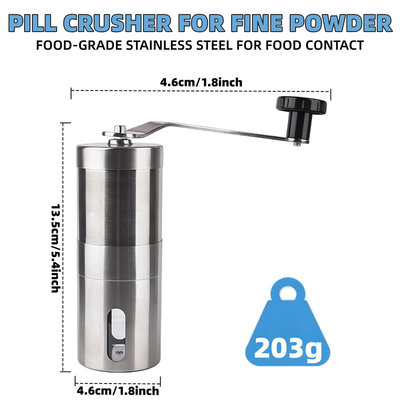 Home Goods Pill Crusher Adjustable Grinder Stainless Steel Pill Grinder - Large Capacity Pill Splitter - Cuts Pills into Fine Powder - Mills for Feeding Tube Pets Kids (1+3 pc)