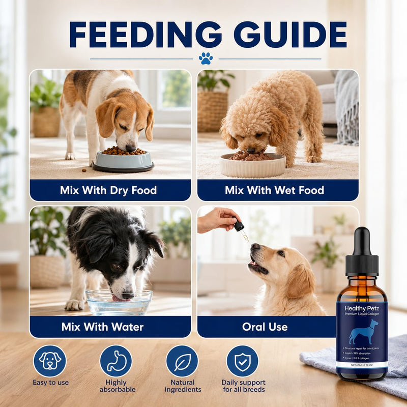 Premium Liquid Collagen, Liquid Collagen for Dogs, Pet Collagen Supplement for Joints, Skin & Coat, Digestive Health Support, 60ml / 2 fl oz