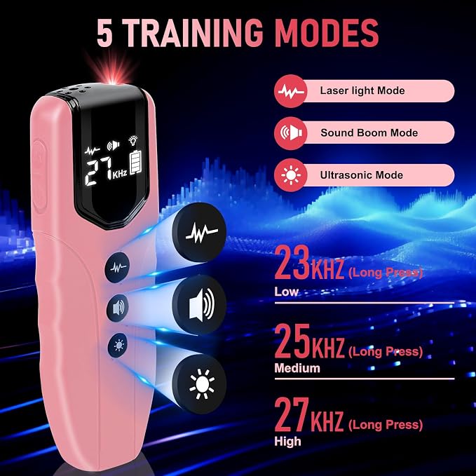 New Anti Barking Device,Dog Barking Control Devices,Rechargeable Ultrasonic Dog Bark Deterrent up to 16.4 Ft Effective Control Range Safe for Human & Dogs Portable Indoor & Outdoor(Pink) - NewNest Australia