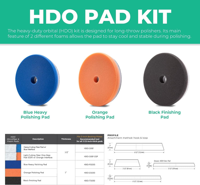 Lake Country 6.5" HDO Orange Foam Polishing Pad (1-Pack) – Premium Heavy Duty Orbital Polishing Pad for Painted Surfaces – Fits 6" Backing Plate 6.5" Orange Polishing Pad