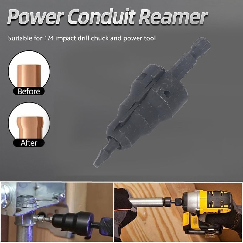 Power Conduit Reaming Tool Kit 1/4 Inch Shank Pipe Reamer with 5 Replacement Blades for Electrical Metal Conduits