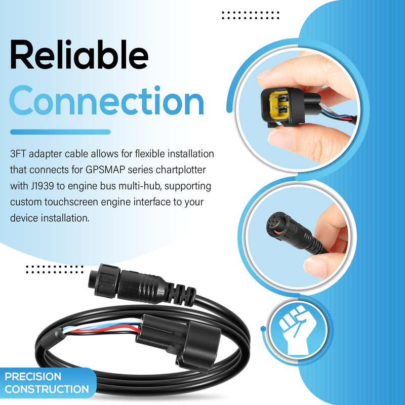 010-12770-00 Adapter Cable Fits for Yamaha Engine Bus, for Garmin J1939 Equipped GPSMAP Chartplotters (3FT, Waterproof)