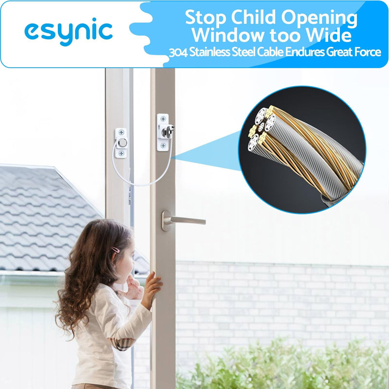 eSynic Durable 10 Pack Window Restrictors Locks Easy to Install Window Restrictor Child Safety Window Lock with Screws Keys Limiting Opened Distance 185mm/7.3Inch Perfect for Home Safety etc