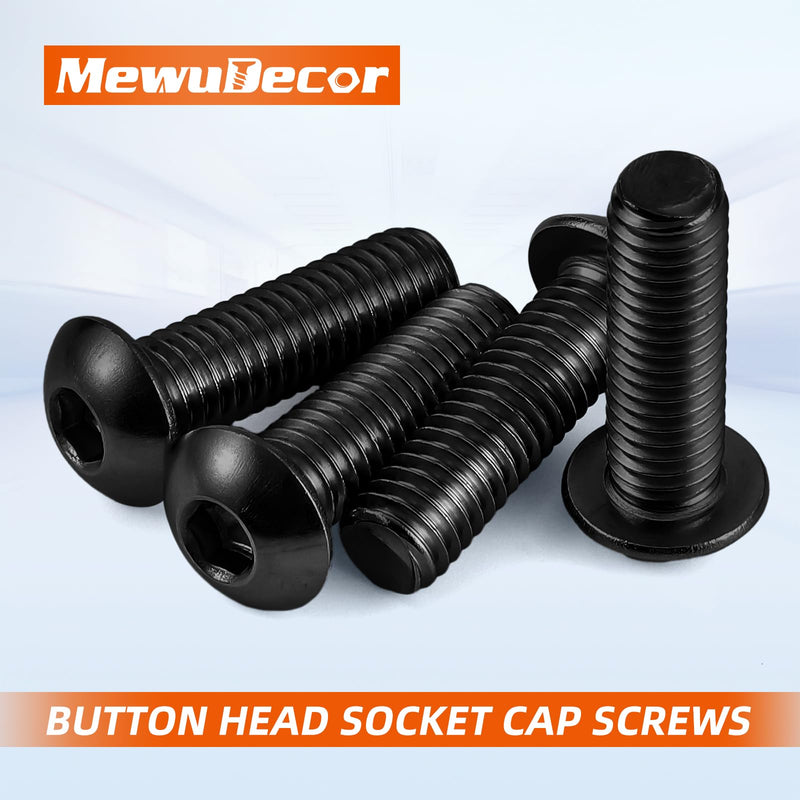 1/4-20 x 3/8" Button Head Socket Cap Screws, Allen Socket Drive, Black Oxide, Grade 10.9 Alloy Steel, Fully Threaded, 30 PCS 1/4-20 x 3/8"