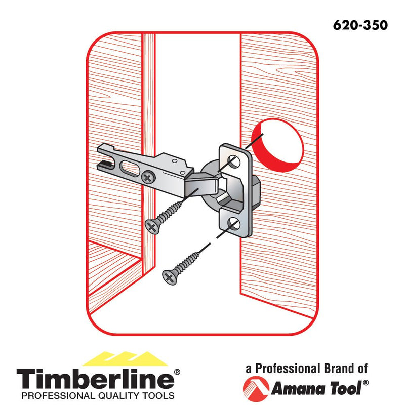 Timberline 620-350 Carbide Tipped Hinge Boring Bit R/H 35mm D x 57 mm Long x 10mm SHK